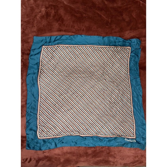 Vintage 70s Cacharel for Glentex Silk Mod Blue Geometric Square Scarf Women’s - Picture 1 of 5